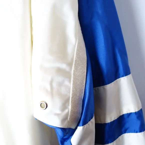 Vtg Bogner Embroidered Blue & White Ski Jacket & Pants Set Made In USA, Size 8